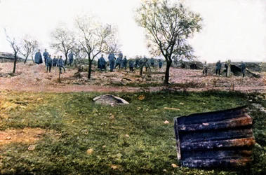 A shelter of the French army near Verdun destroyed by the Germans, September 1916